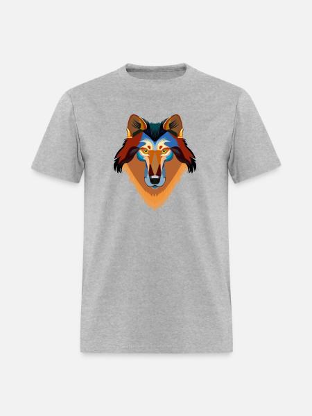 Orange wolf - Men's T-Shirt - heather gray