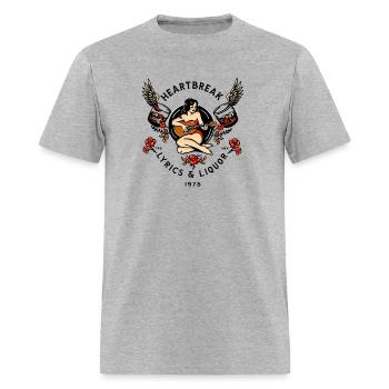 Heartbreak Lyrics Liquor Vintage Pinup Girl - Men's T-Shirt - heather gray - Front - Jose (178cm)