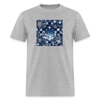 flannel blue and white christmas - Men's T-Shirt - heather gray - Front - Jose (178cm)