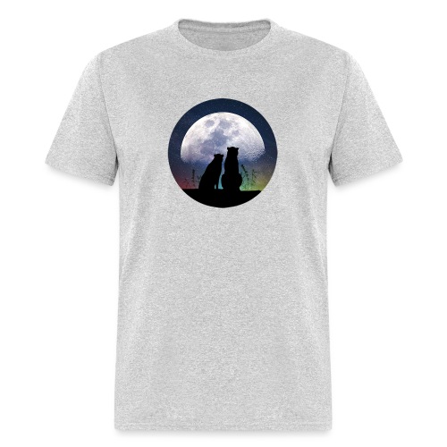 wolves looking at the moon - Men's T-Shirt