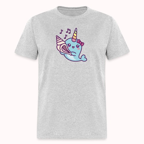 Little Narwhal Listening To A Conch Shell - Men's T-Shirt