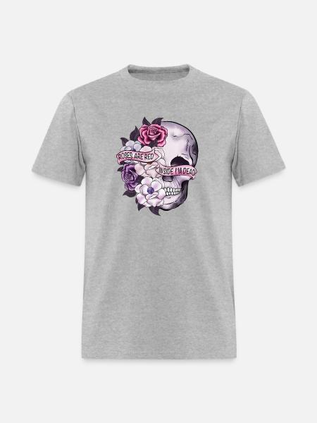 Roses Are Red Inside Im dead Skeleton valentine - Men's T-Shirt - heather gray