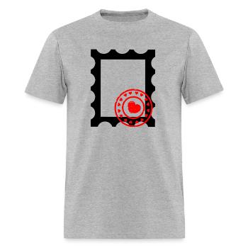 Postage stamp contour with stamp with hearts - Men's T-Shirt - heather gray - Front - Jose (178cm)