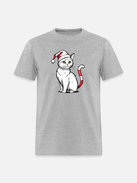 White Christmas Cat - Men's T-Shirt - heather gray