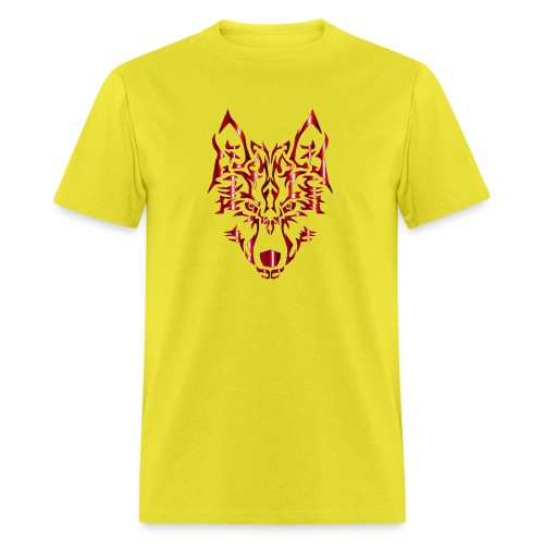 Crimson Symmetric Tribal Wolf No Background - Men's T-Shirt