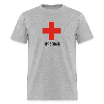 Hopp Schwiiz Swiss Cross drôle de tshirt - T-shirt Homme - gris chiné - Devant - Jose (178cm)