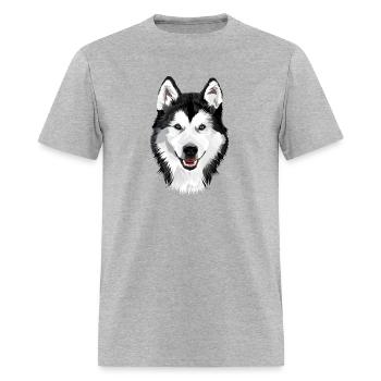 Husky head - face - musher-shirts.com - Men's T-Shirt - heather gray - Front - Jose (178cm)