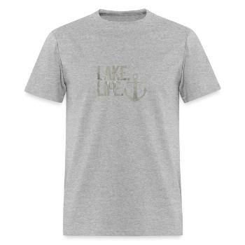 Lake Life Nautical Thème Ancre à capuchon - T-shirt Homme - gris chiné - Devant - Jose (178cm)