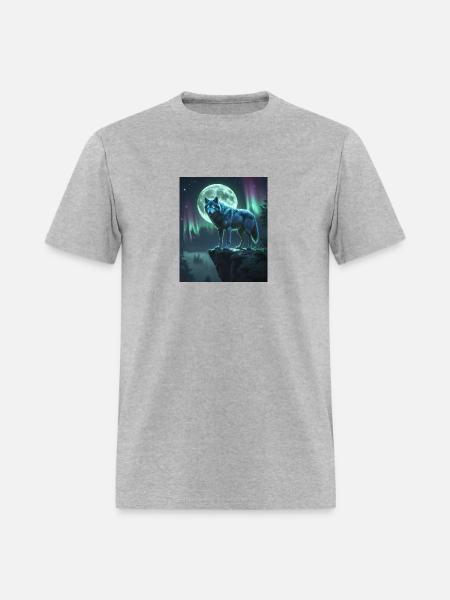 Mystical Wolf Under Moonlight - Men's T-Shirt - heather gray