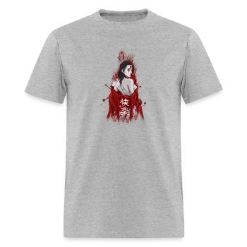 Geisha Japanese Geisha Red Robe - Men's T-Shirt - heather gray - Front - Jose (178cm)