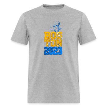 2 Sided Boston 2023 Marathon Training Qualified - Men's T-Shirt - heather gray - Front - Jose (178cm)