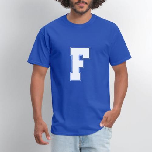White Letter F – Varsity Alphabet Monogram - Men's T-Shirt