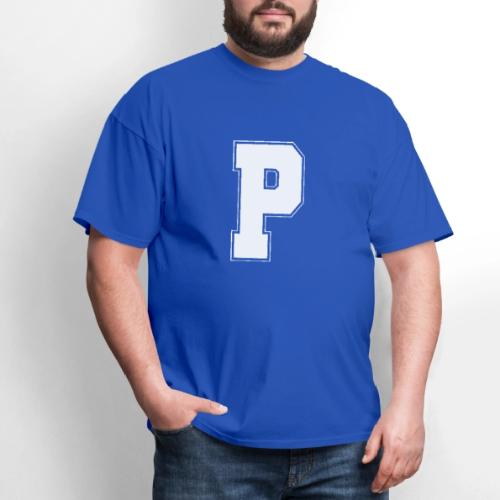 White Letter P – Varsity Alphabet Monogram - Men's T-Shirt
