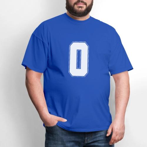White Number 0 – Varsity Font - Men's T-Shirt