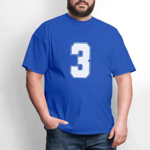 White Number 3 – Varsity Font - Men's T-Shirt