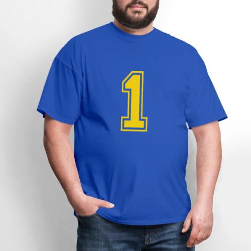 Number 1 in a classic athletic collegiate font - Men's T-Shirt