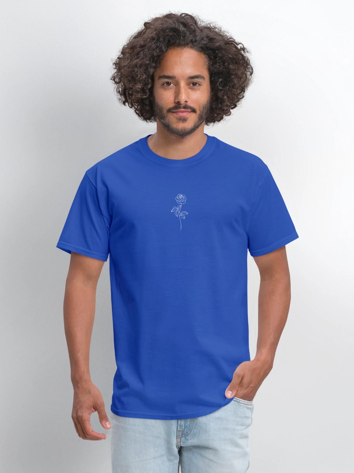 Minimalist Rose Line Art - Men's T-Shirt - royal blue - Front - Jose (178cm)