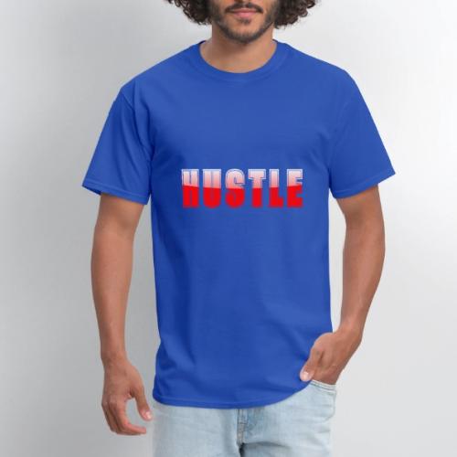 HUSTLE Bold Red Motivational Typography Design - Men's T-Shirt