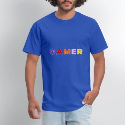 Multicolor GAMER Typography Design - Men's T-Shirt