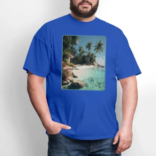 Serene Tropical Beach Floral Design - Men's T-Shirt