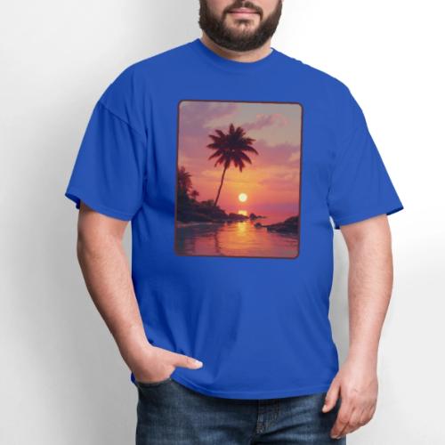 Tropical Beach Sunset Palm Design - Men's T-Shirt