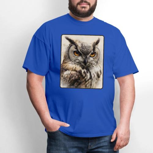 Great Horned Owl Watercolor Design - Men's T-Shirt