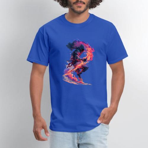 Flaming Ninja Warrior Fantasy Design - Men's T-Shirt