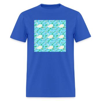 Swan Seamless Pattern - Men's T-Shirt - royal blue - Front - Jose (178cm)