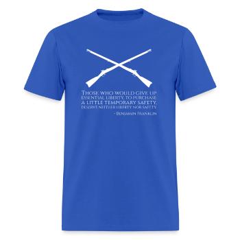 Benjamin Franklin Quote On Safety And Liberty Libe - Men's T-Shirt - royal blue - Front - Jose (178cm)