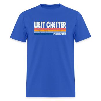 Vintage Retro 70S 80S Style Ville natale de West Chest - T-shirt Homme - bleu royal - Devant - Jose (178cm)
