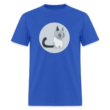 "Sleek Gray Whiskers Cat Minimalist T-Shirt - Clea - Men's T-Shirt - royal blue - Front - Jose (178cm)