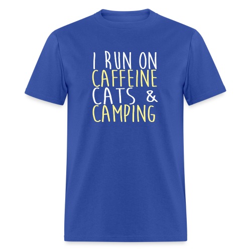 I run on caffeine cats & camping - Men's T-Shirt