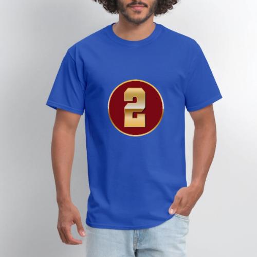 Number 2 in Gold Varsity Font - Men's T-Shirt