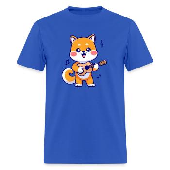 Cute Shiba Inu Dog Playing Guitar - Men's T-Shirt - royal blue - Front - Jose (178cm)