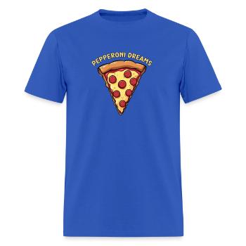 Pepperoni Dreams Funny Pizza Slice Art - Men's T-Shirt - royal blue - Front - Jose (178cm)