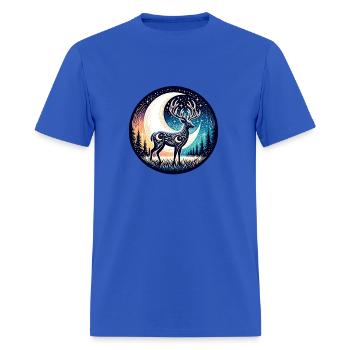 Mystical Deer Under Cosmic Moonlit Sky - Men's T-Shirt - royal blue - Front - Jose (178cm)