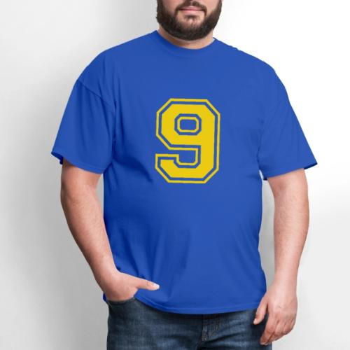 Number 9 in a classic athletic collegiate font - Men's T-Shirt