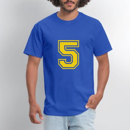 Number 5 in a classic athletic collegiate font - Men's T-Shirt