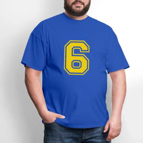Number 6 in a classic athletic collegiate font - Men's T-Shirt