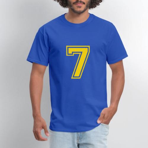 Number 7 in a classic athletic collegiate font - Men's T-Shirt