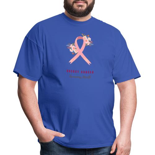 Pink Ribbon and Flowers Breast Cancer Awareness - Men's T-Shirt