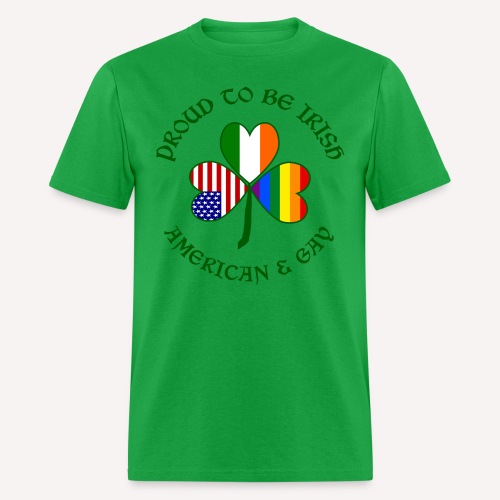 Proud Irish American & Gay Dark Green Shamrock - Men's T-Shirt