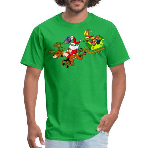 Santa's Gift Delivery with a Slingshot - Men's T-Shirt