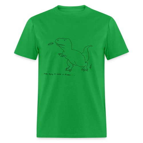 trex trying to catch a frisbee - Men's T-Shirt