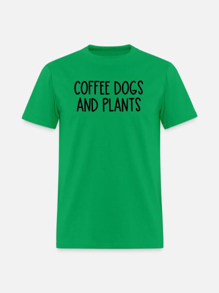 coffee dogs and plants - Men's T-Shirt - bright green