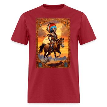 native american indian rebel in a raid - Men's T-Shirt - true red - Front - Jose (178cm)