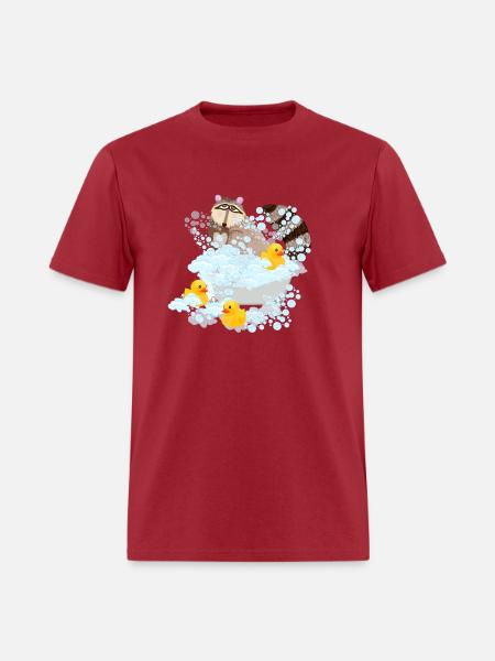 Raccoon, bubbles and Rubber Duckies - Men's T-Shirt - true red