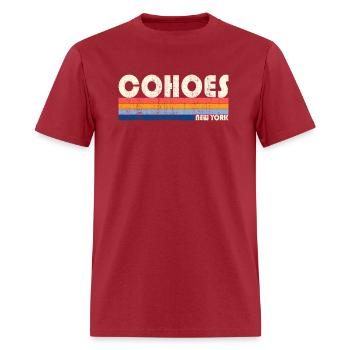 Vintage Retro 70S 80S Style Ville natale de Cohoes - T-shirt Homme - rouge franc - Devant - Jose (178cm)