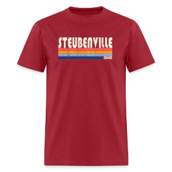 Vintage Retro 70S 80S Style Ville natale de Steubenvil - T-shirt Homme - rouge franc - Devant - Jose (178cm)