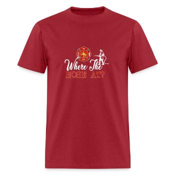 Where The Hose At - Men's T-Shirt - true red - Front - Jose (178cm)